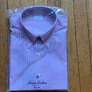 Brooks Brothers slim red w/ white stripes shirt